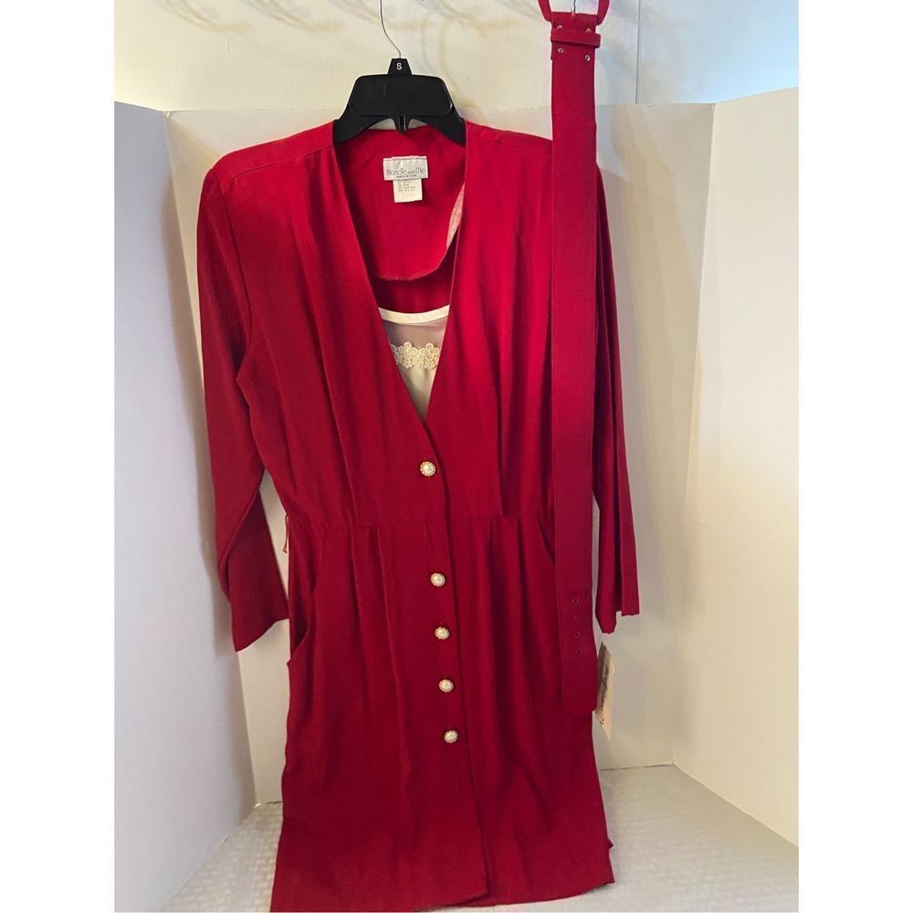 Blondie and Me red‎ dress 11/12 with Matching Belt Vintage Made USA NEW JCPenny